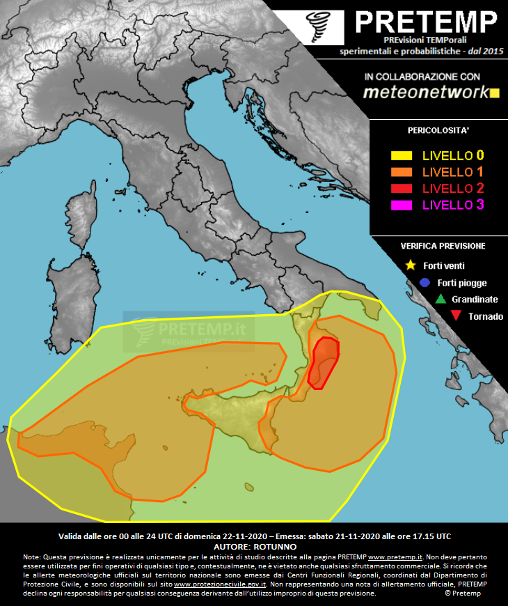 Mappa previsione del 22 novembre 2020