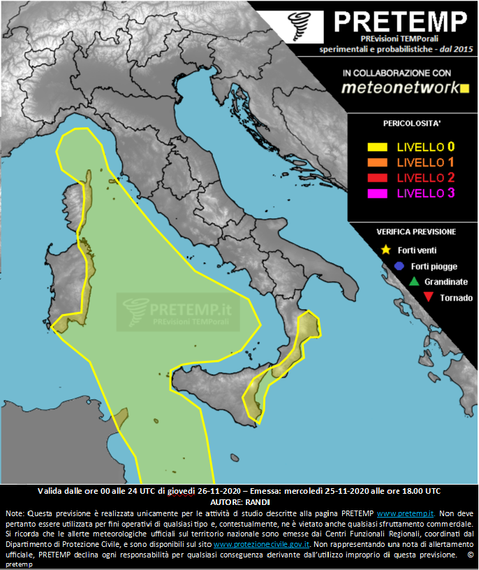 Mappa previsione del 26 novembre 2020