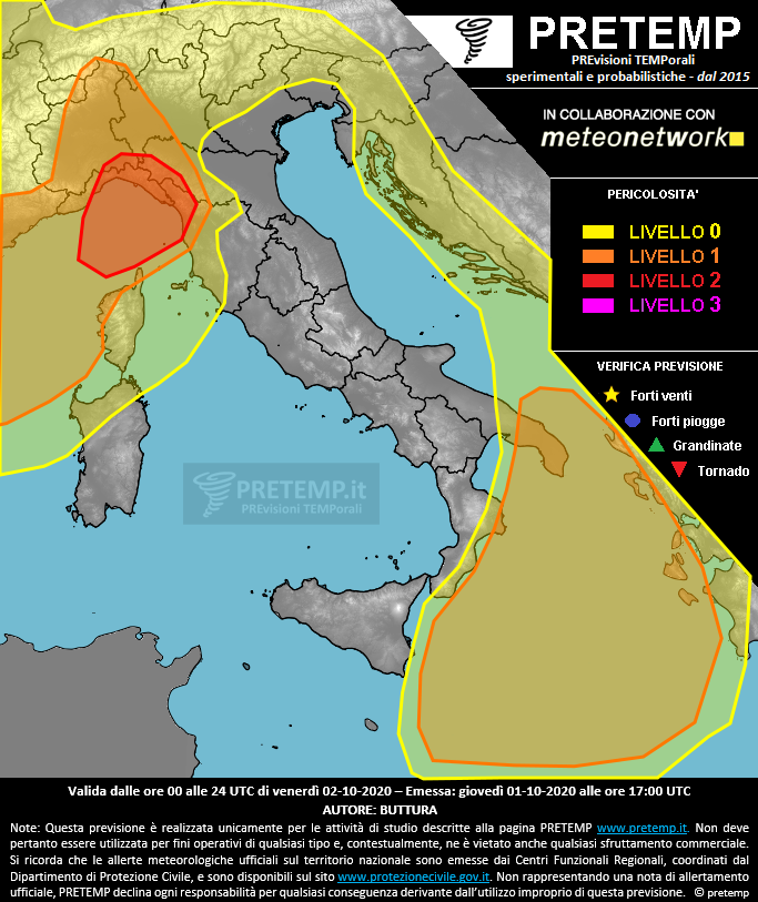 Mappa previsione del 02 ottobre 2020