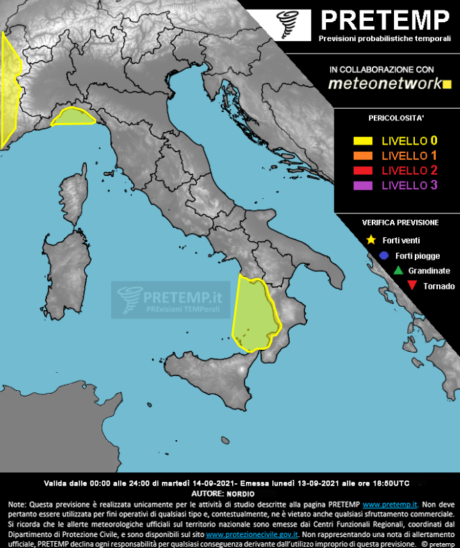 Mappa previsione del 14 settembre 2021