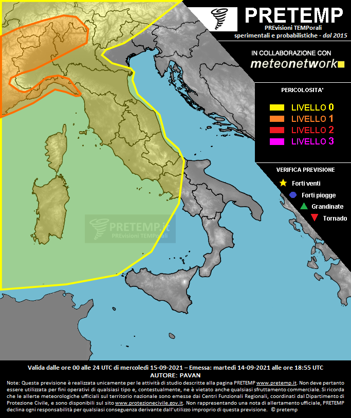 Mappa previsione del 15 settembre 2021