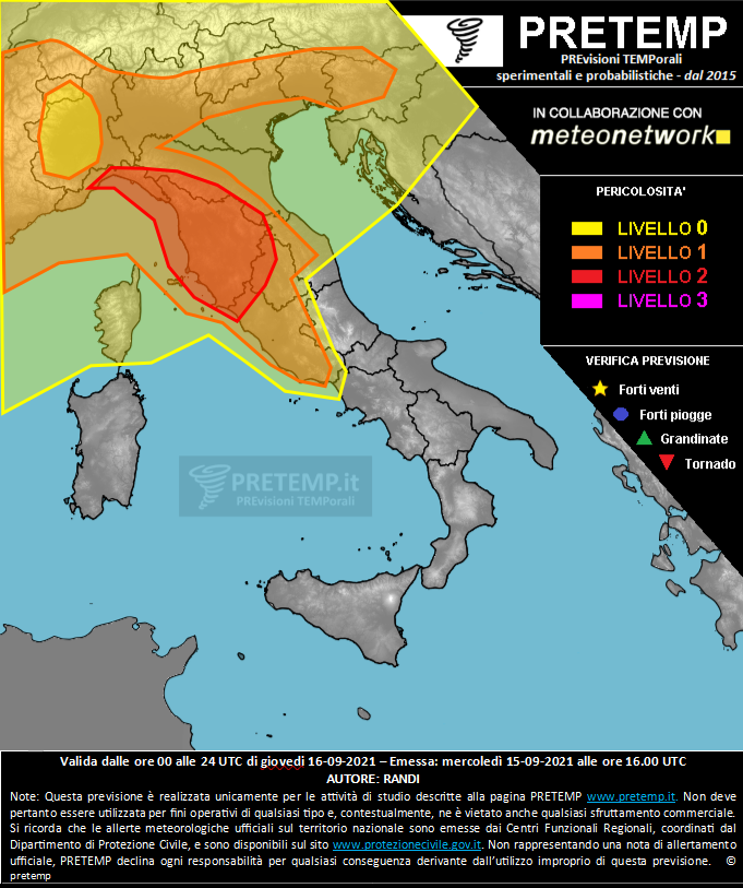 Mappa previsione del 16 settembre 2021