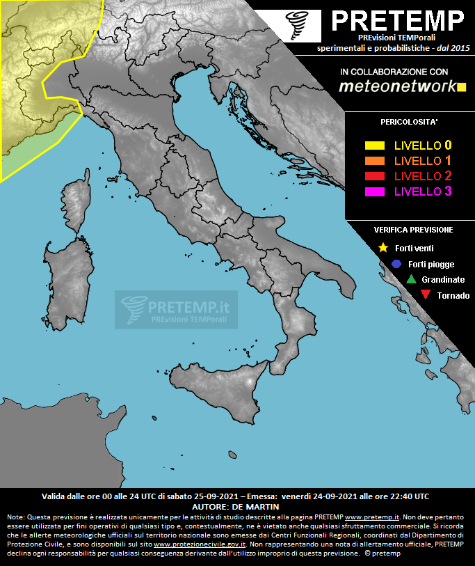 Mappa previsione del 25 settembre 2021