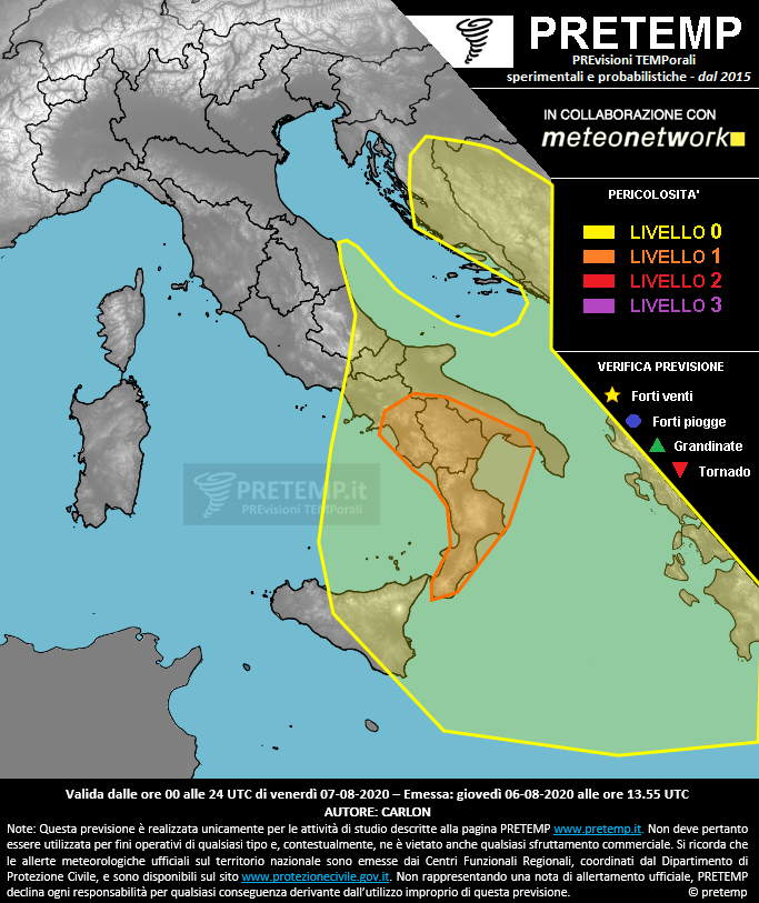 Mappa previsione del 07 agosto 2020