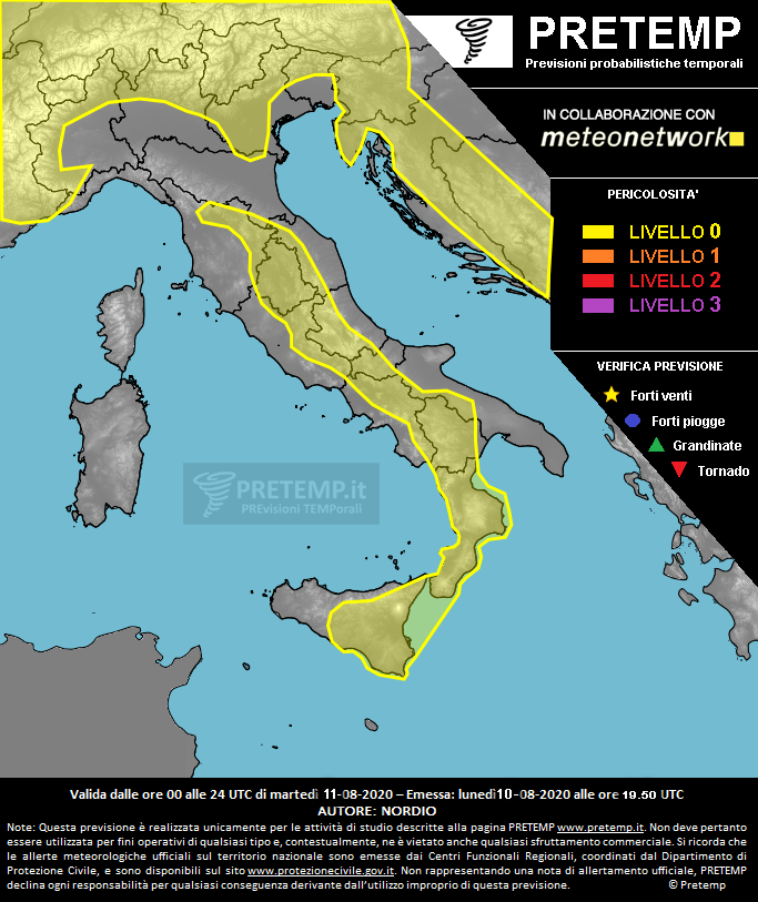 Mappa previsione del 11 agosto 2020