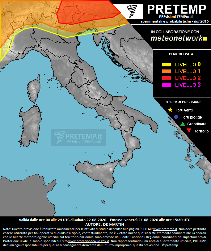 Mappa previsione del 22 agosto 2020