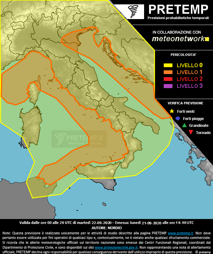 Mappa previsione del 22 settembre 2020