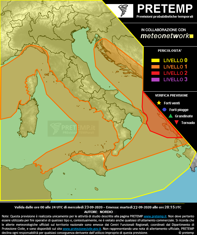 Mappa previsione del 23 settembre 2020