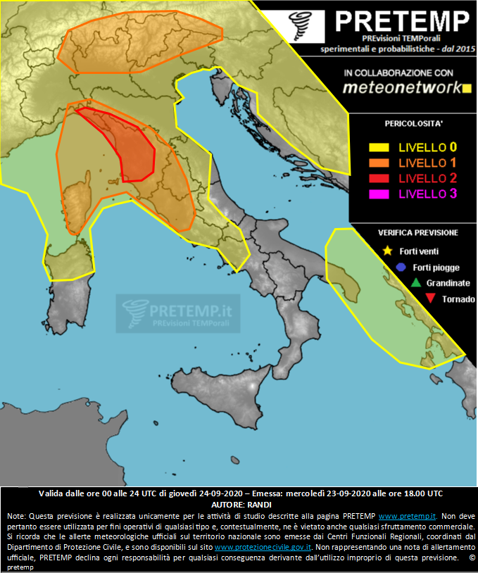 Mappa previsione del 24 settembre 2020