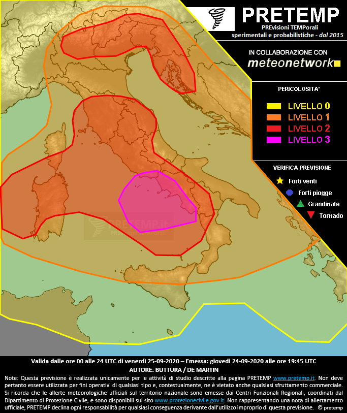 Mappa previsione del 25 settembre 2020