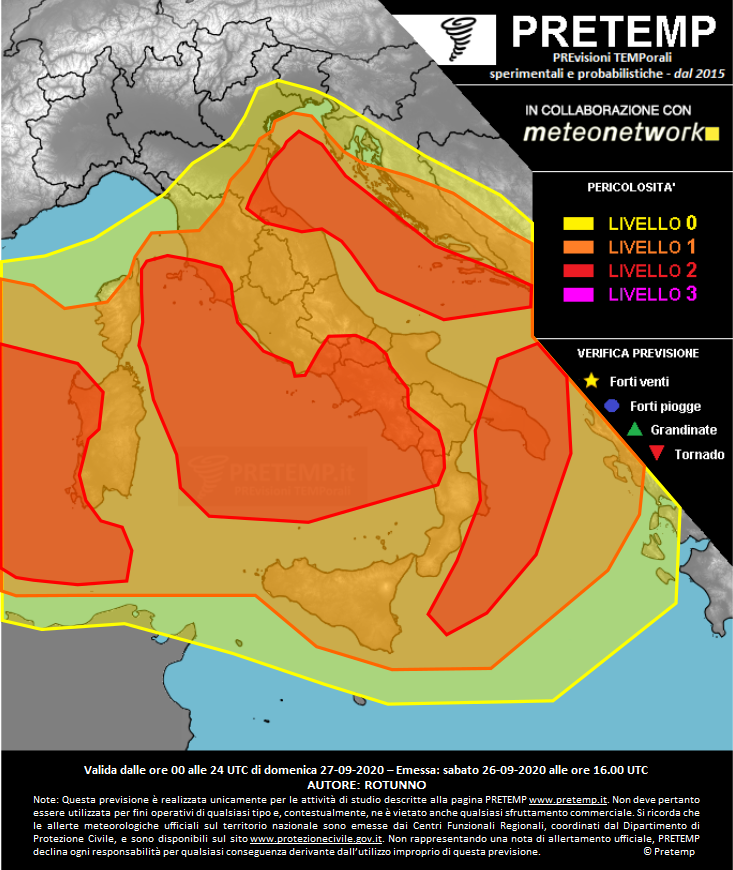 Mappa previsione del 27 settembre 2020