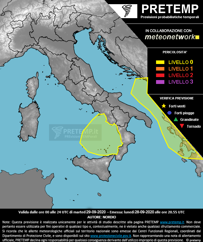 Mappa previsione del 29 settembre 2020