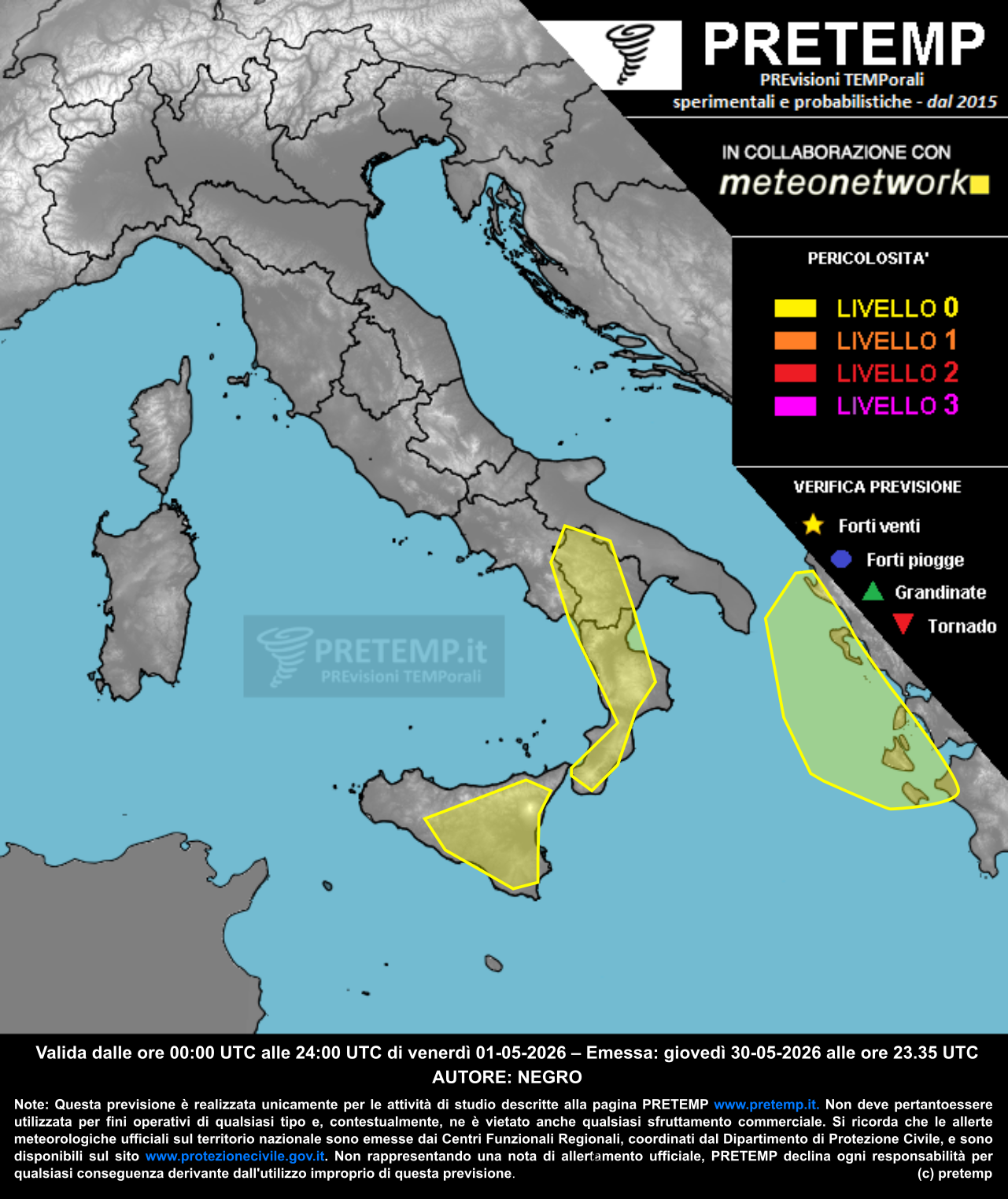 Mappa previsione del 01 maggio 2026