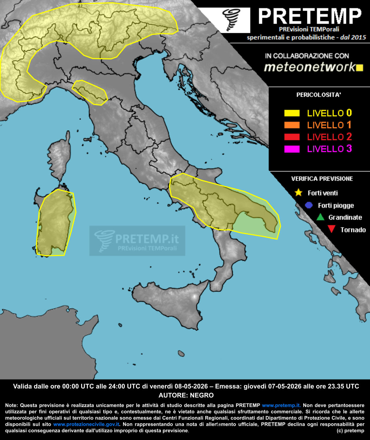 Mappa previsione del 08 maggio 2026
