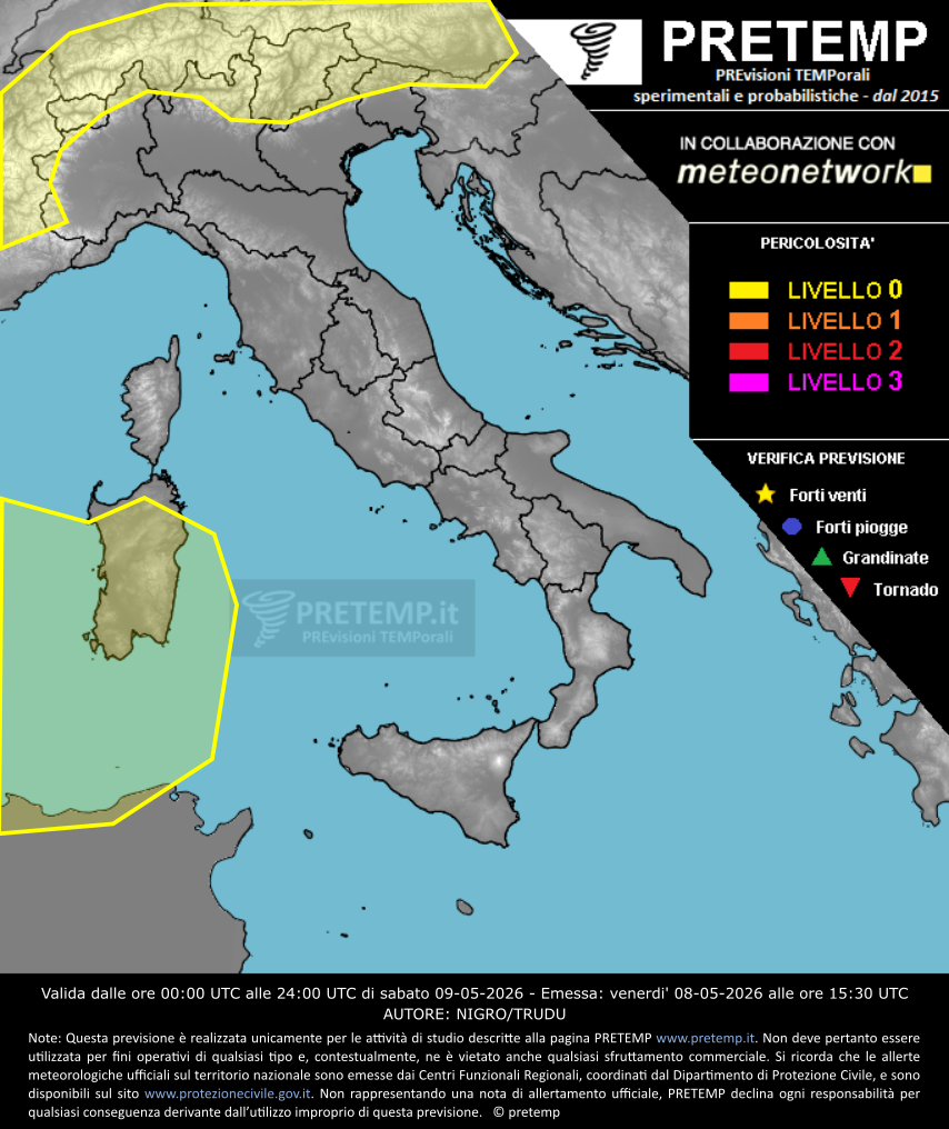 Mappa previsione del 09 maggio 2026
