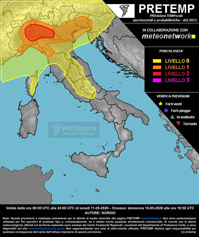 Mappa previsione del 11 maggio 2026