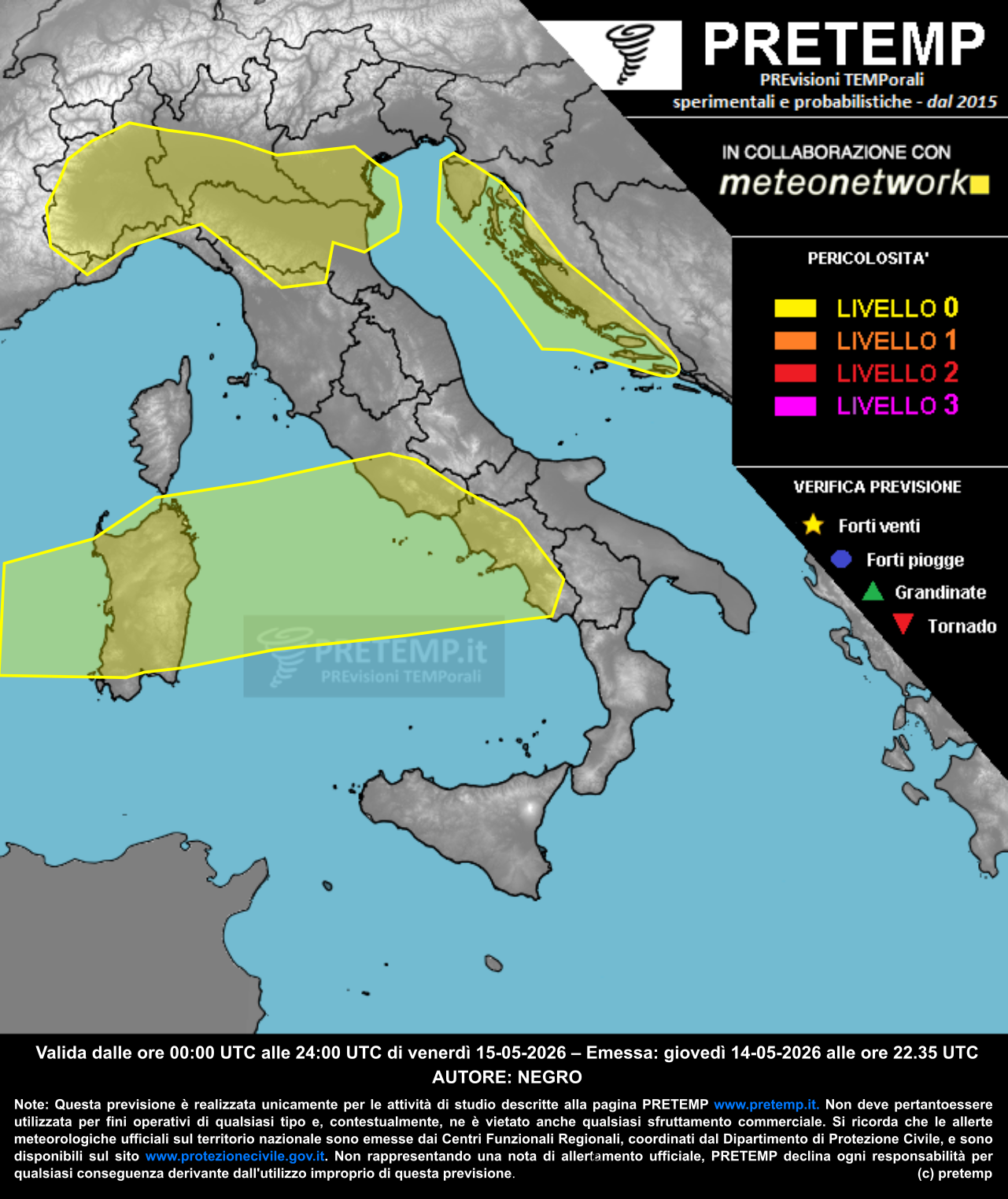 Mappa previsione del 15 maggio 2026