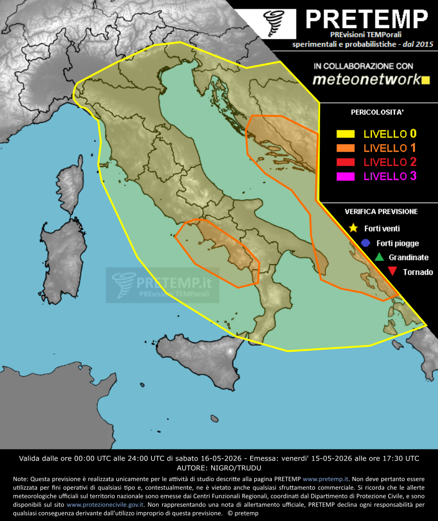 Mappa previsione del 16 maggio 2026