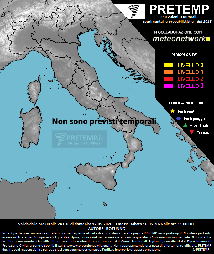 Mappa previsione del 17 maggio 2026