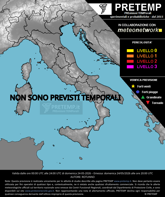 Mappa previsione del 24 maggio 2026