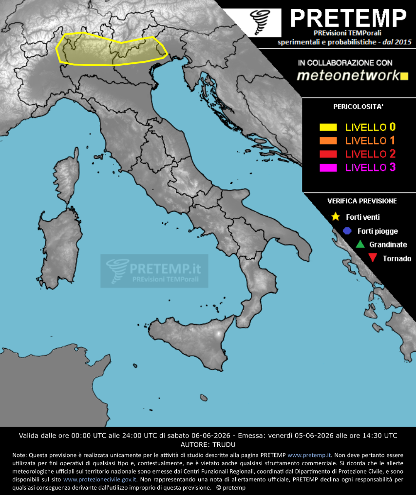 Mappa previsione del 06 giugno 2026