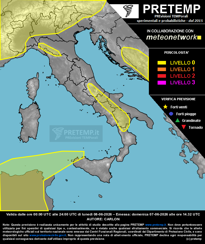 Mappa previsione del 08 giugno 2026