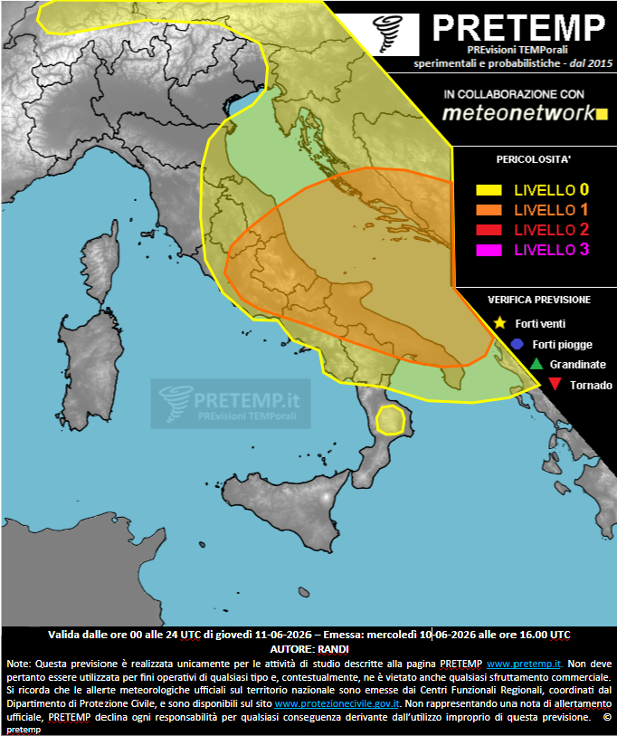 Mappa previsione del 11 giugno 2026