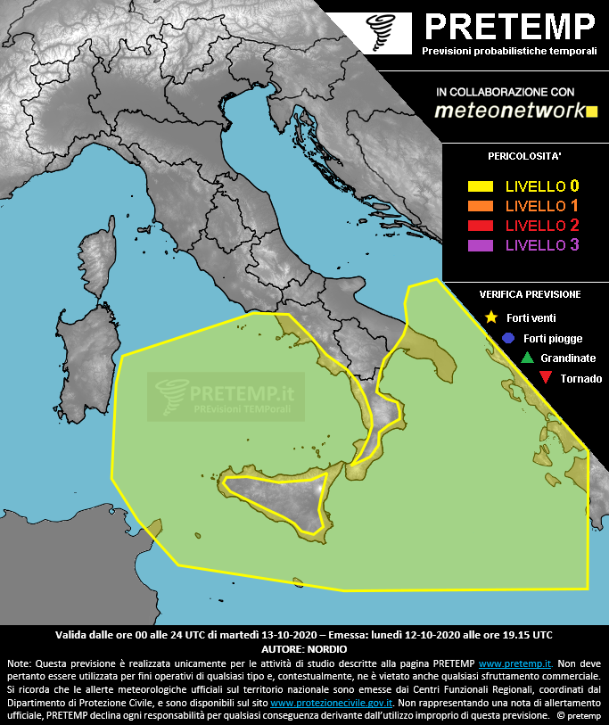 Mappa previsione del 13 ottobre 2020