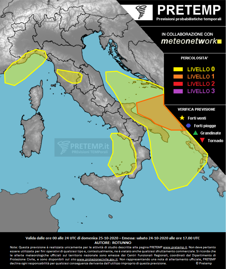 Mappa previsione del 25 ottobre 2020
