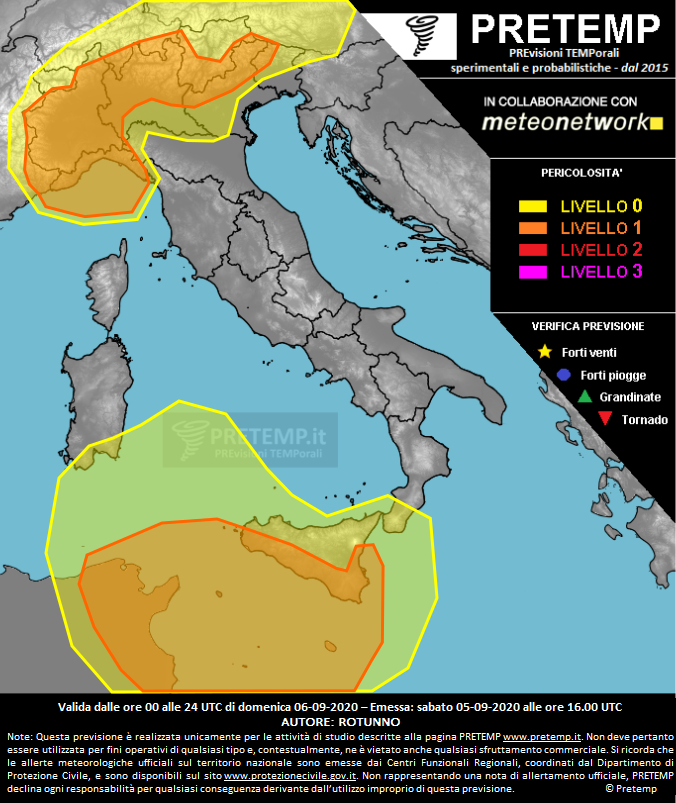 Mappa previsione del 06 settembre 2020