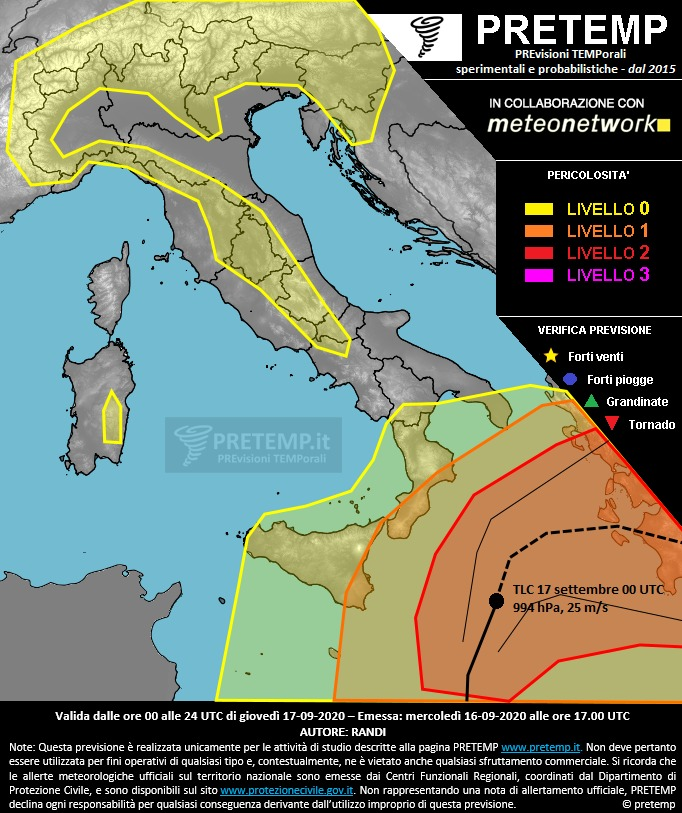 Mappa previsione del 17 settembre 2020