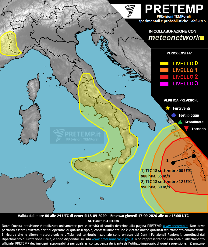 Mappa previsione del 18 settembre 2020