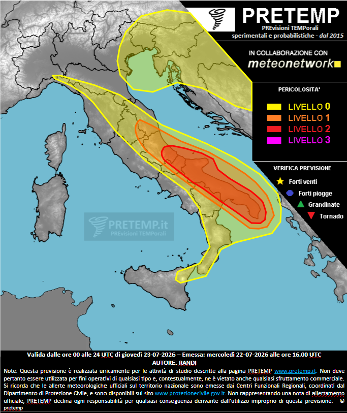 Mappa previsione del 23 luglio 2026