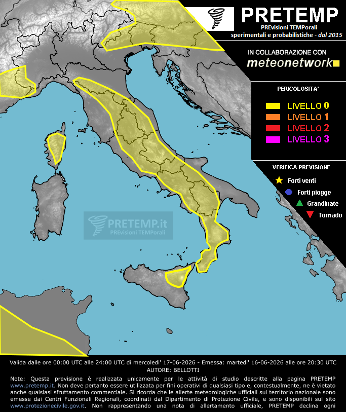 Mappa previsione del 17 giugno 2026