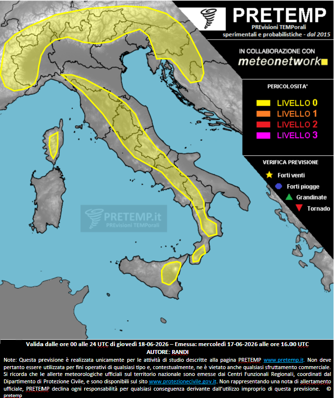 Mappa previsione del 18 giugno 2026