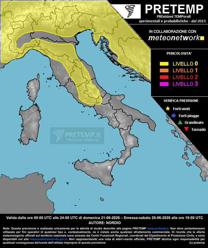 Mappa previsione del 21 giugno 2026