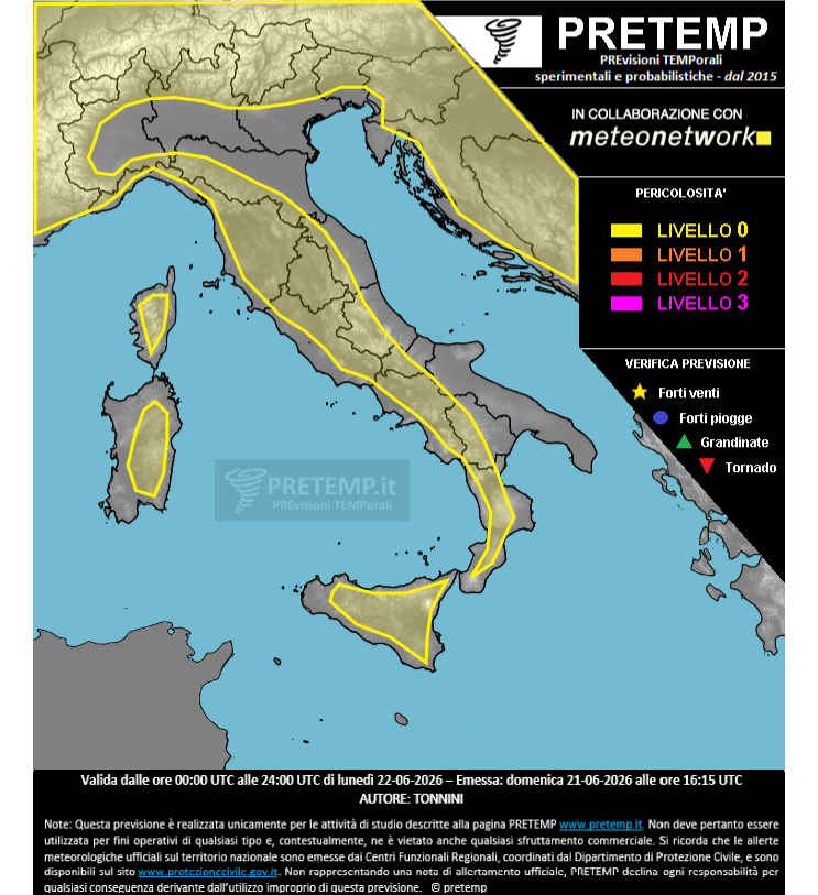 Mappa previsione del 22 giugno 2026