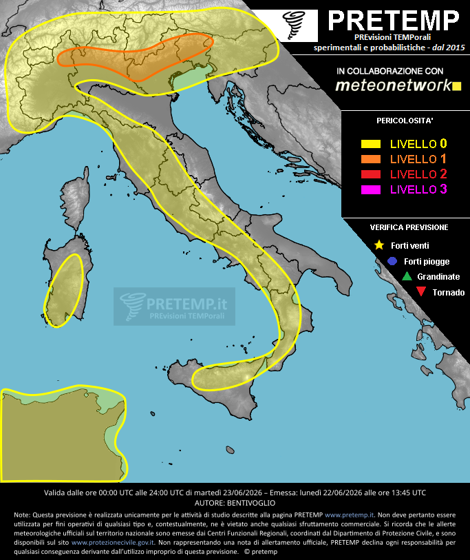 Mappa previsione del 23 giugno 2026