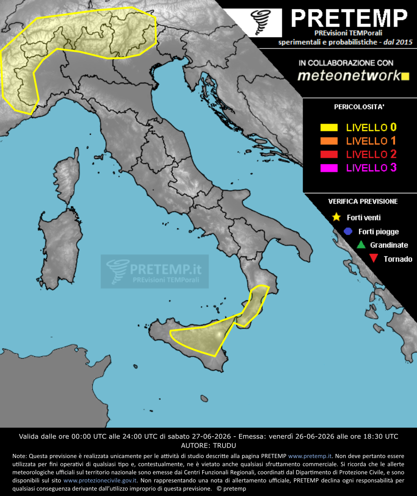 Mappa previsione del 27 giugno 2026