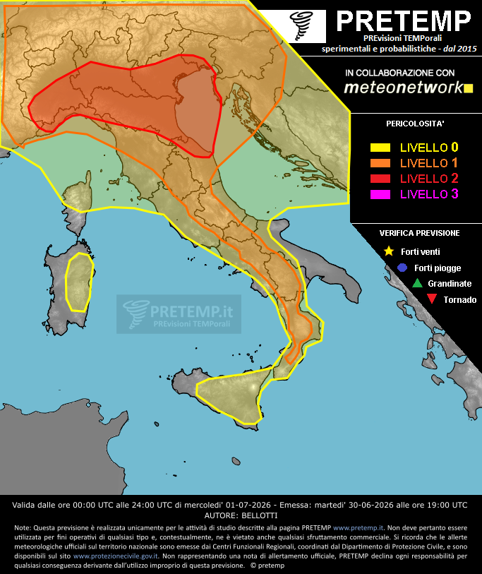 Mappa previsione del 01 luglio 2026