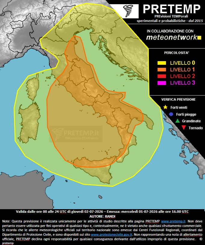 Mappa previsione del 02 luglio 2026
