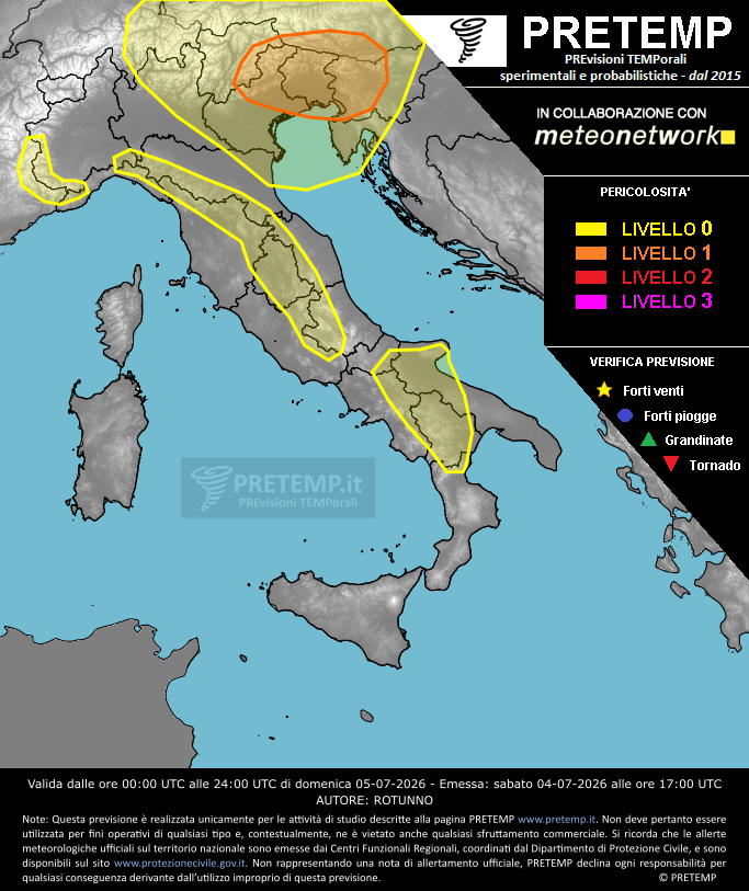 Mappa previsione del 05 luglio 2026