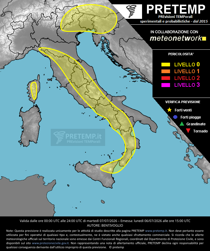 Mappa previsione del 07 luglio 2026