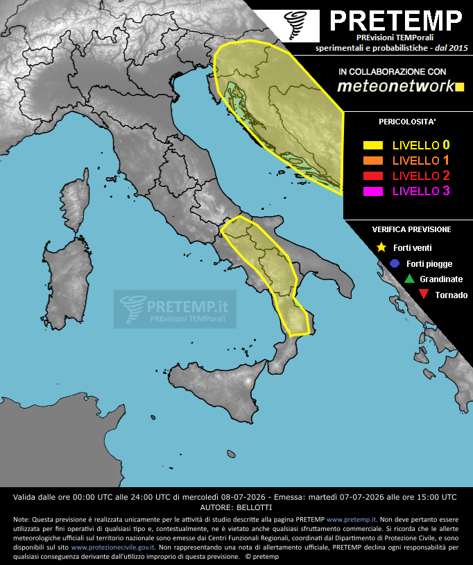 Mappa previsione del 08 luglio 2026